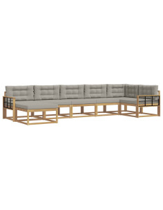 Set di divani da esterno 7 pcs Bianco e Grigio Chiaro 2
