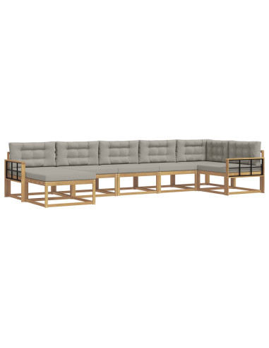 Set di divani da esterno 7 pcs Bianco e Grigio Chiaro