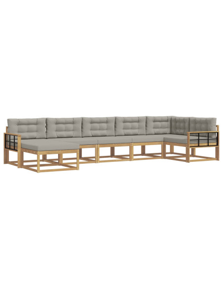 Set di divani da esterno 7 pcs Bianco e Grigio Chiaro