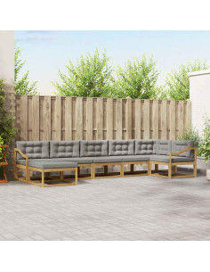 Set di divani da esterno 7 pcs Bianco e Grigio Chiaro