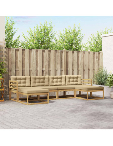 Set di divani da esterno con cuscino 6 pcs Bianco e Beige