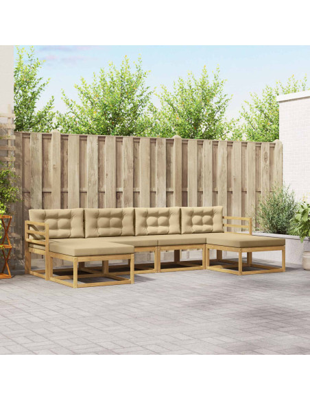 Set di divani da esterno con cuscino 6 pcs Bianco e Beige