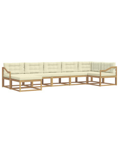 Set di divani da esterno con cuscino 7 pcs Bianco e Crema 2