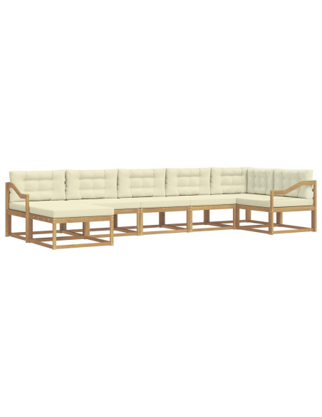 Set di divani da esterno con cuscino 7 pcs Bianco e Crema