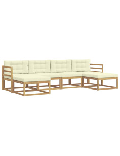 Set di divani da esterno con cuscino 6 pcs Bianco e Crema 2