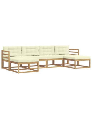Set di divani da esterno con cuscino 6 pcs Bianco e Crema