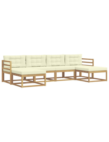 Set di divani da esterno con cuscino 6 pcs Bianco e Crema