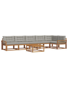 Set di divani da esterno 7 pcs Grigio Naturale e Chiaro 2