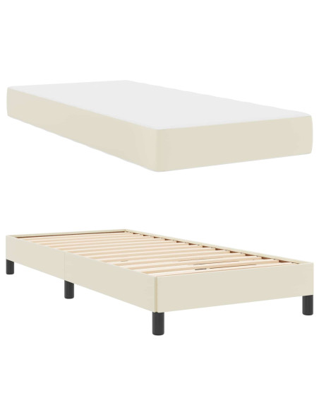 Struttura del letto con materasso Crema 90 x 200 cm Tessuto