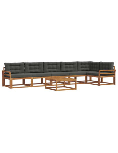 Set di divani da esterno con cuscino 7 pcs Naturale e Antracite 2