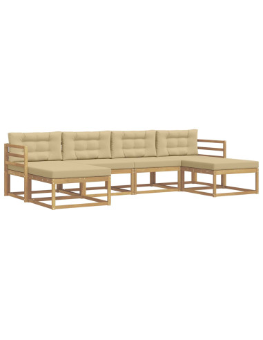 Set di divani da esterno con cuscino 6 pcs Bianco e Beige