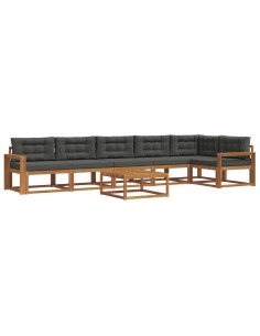 Set di divani da esterno con cuscino 7 pcs Naturale e Antracite 2