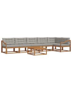 Set di divani da esterno 7 pcs Grigio Naturale e Chiaro 2