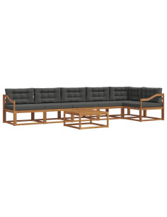Set di divani da esterno con cuscino 7 pcs Naturale e Antracite 2