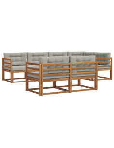Set di divani da esterno 7 pcs Grigio Naturale e Chiaro 2