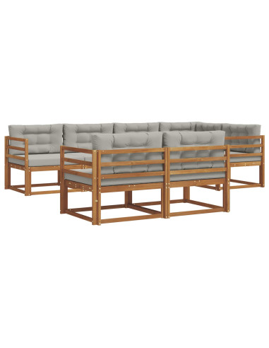 Set di divani da esterno 7 pcs Grigio Naturale e Chiaro