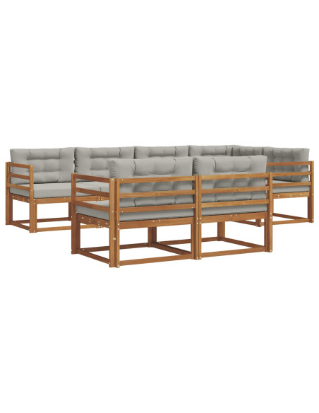 Set di divani da esterno 7 pcs Grigio Naturale e Chiaro