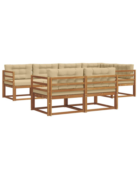 Set di divani da esterno con cuscino 7 pcs Naturale e Beige