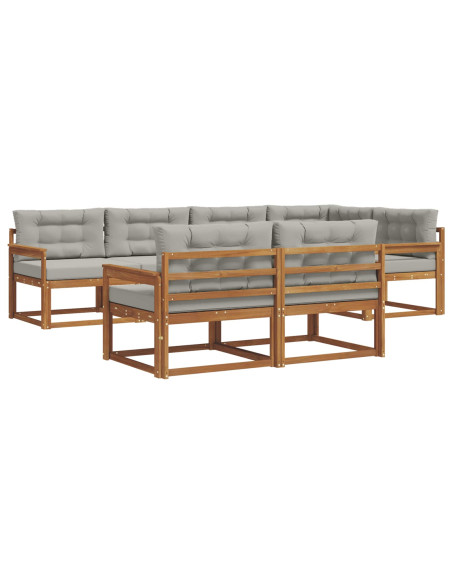 Set di divani da esterno 7 pcs Grigio Naturale e Chiaro