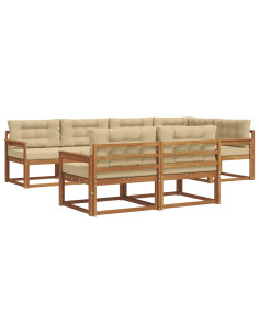 Set di divani da esterno con cuscino 7 pcs Naturale e Beige 2