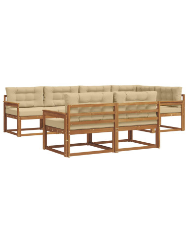 Set di divani da esterno con cuscino 7 pcs Naturale e Beige