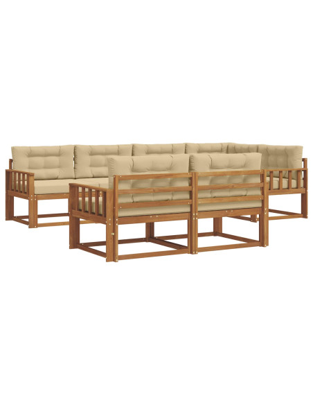 Set di divani da esterno con cuscino 7 pcs Naturale e Beige