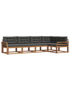 Set di divani da esterno con cuscino 5 pcs Naturale e Antracite 2