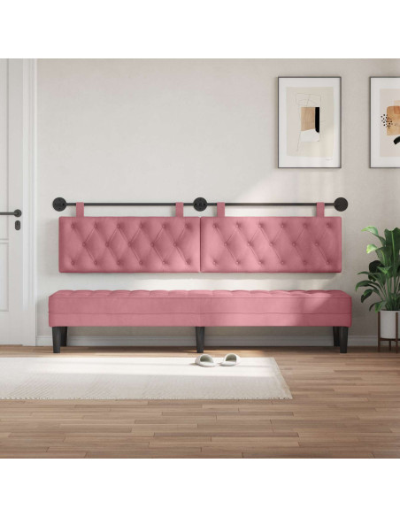 Testata appesa Montaggio a parete Rosa 210 x 55 x 7 cm Velluto