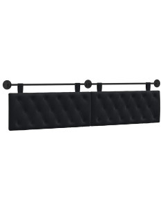 Testata appesa Montaggio a parete Nero 210 x 55 x 7 cm Velluto 2
