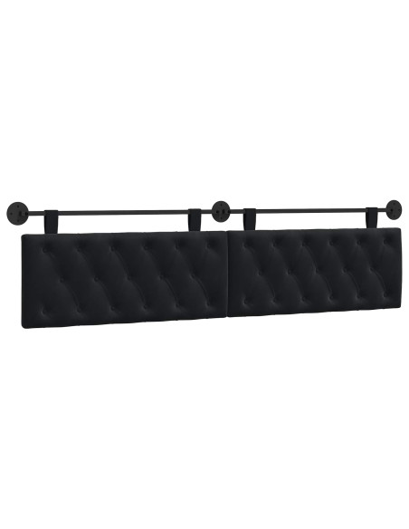 Testata appesa Montaggio a parete Nero 210 x 55 x 7 cm Velluto