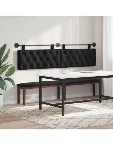 Testata appesa Montaggio a parete Nero 210 x 55 x 7 cm Velluto