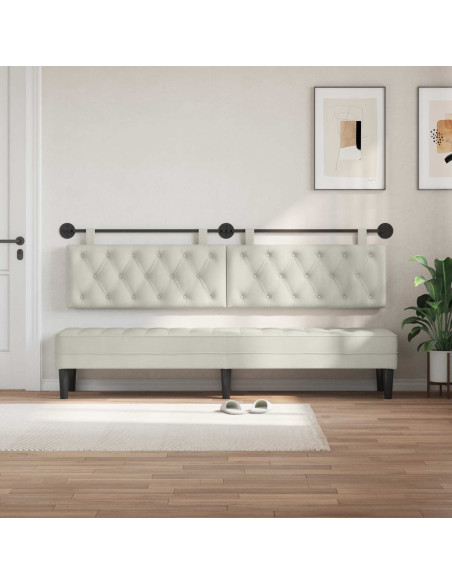 Testata appesa Montaggio a parete Crema 210 x 55 x 7 cm Velluto