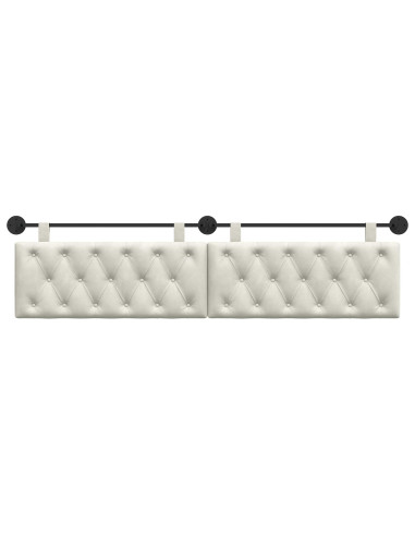 Testata appesa Montaggio a parete Crema 210 x 55 x 7 cm Velluto