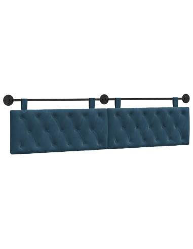 Testata appesa Montaggio a parete Blu 210 x 55 x 7 cm Velluto