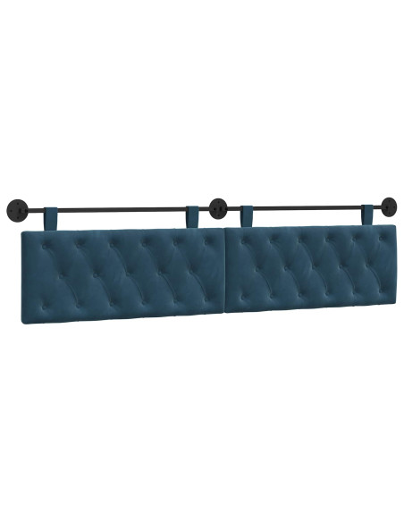 Testata appesa Montaggio a parete Blu 210 x 55 x 7 cm Velluto