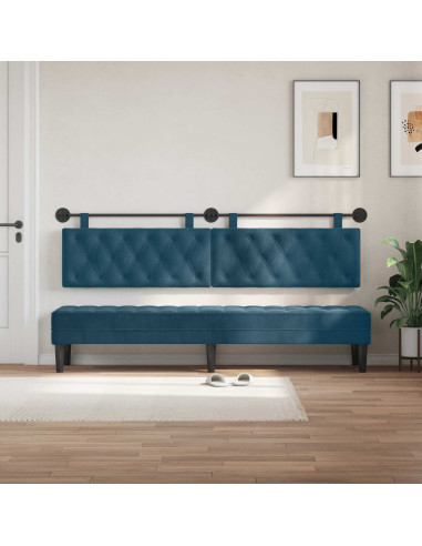 Testata appesa Montaggio a parete Blu 210 x 55 x 7 cm Velluto