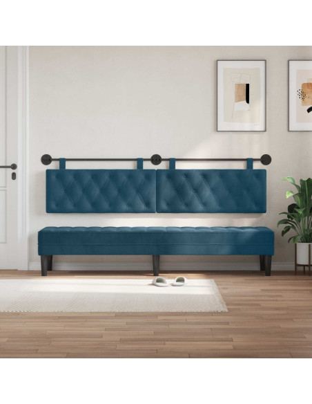 Testata appesa Montaggio a parete Blu 210 x 55 x 7 cm Velluto