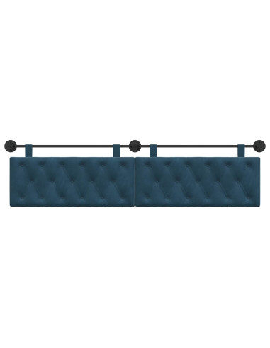 Testata appesa Montaggio a parete Blu 210 x 55 x 7 cm Velluto
