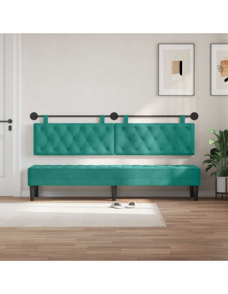 Testata appesa Turchese 210 x 55 x 7 cm Velluto