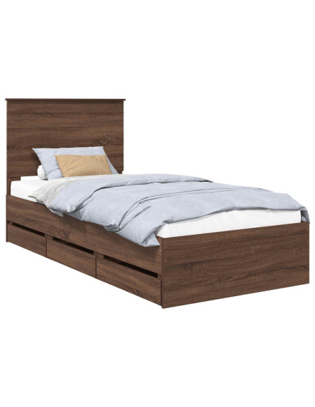 Struttura del letto con cassetto Rovere Marrone 90 x 190 cm