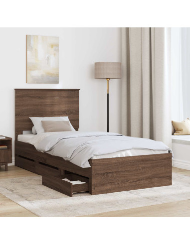 Struttura del letto con cassetto Rovere Marrone 90 x 190 cm