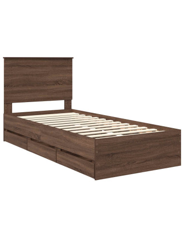 Struttura del letto con cassetto Rovere Marrone 90 x 190 cm