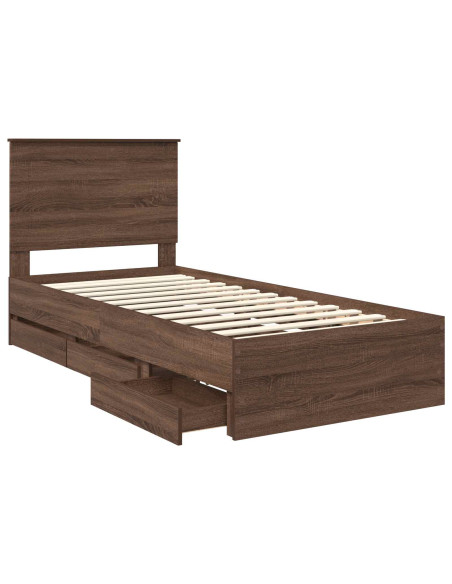 Struttura del letto con cassetto Rovere Marrone 90 x 190 cm