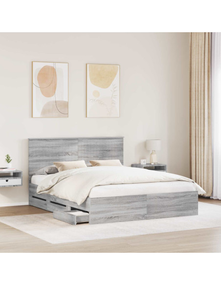 Struttura del letto con testiera Grigio Sonoma 160 x 200 cm