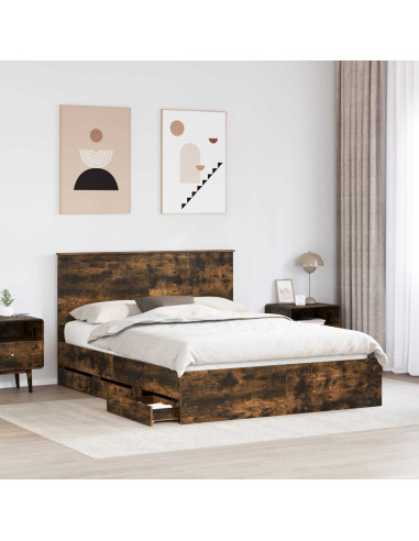 Struttura del letto con testiera Rovere fumé 150 x 200 cm