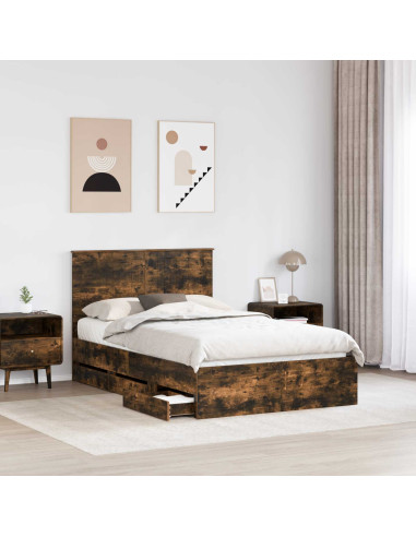 Struttura del letto con testiera Rovere fumé 120 x 190 cm