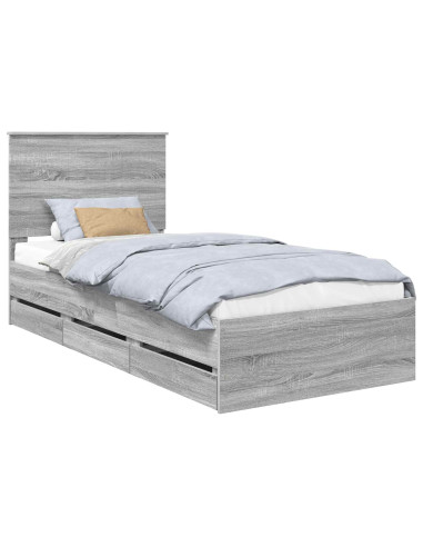 Struttura del letto con testiera Grigio Sonoma 90 x 190 cm