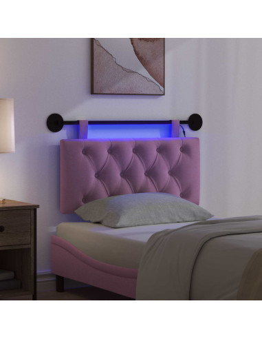 Testiera sospesa Con luce LED Rosa Tessuto