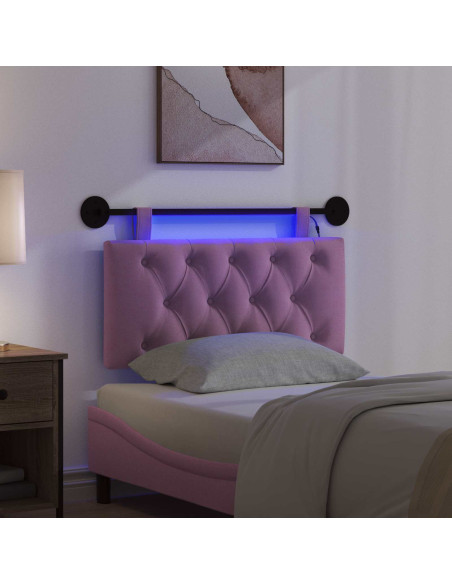 Testiera sospesa Con luce LED Rosa Tessuto