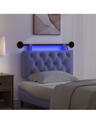Testiera sospesa Con luce LED Blu jeans Tessuto